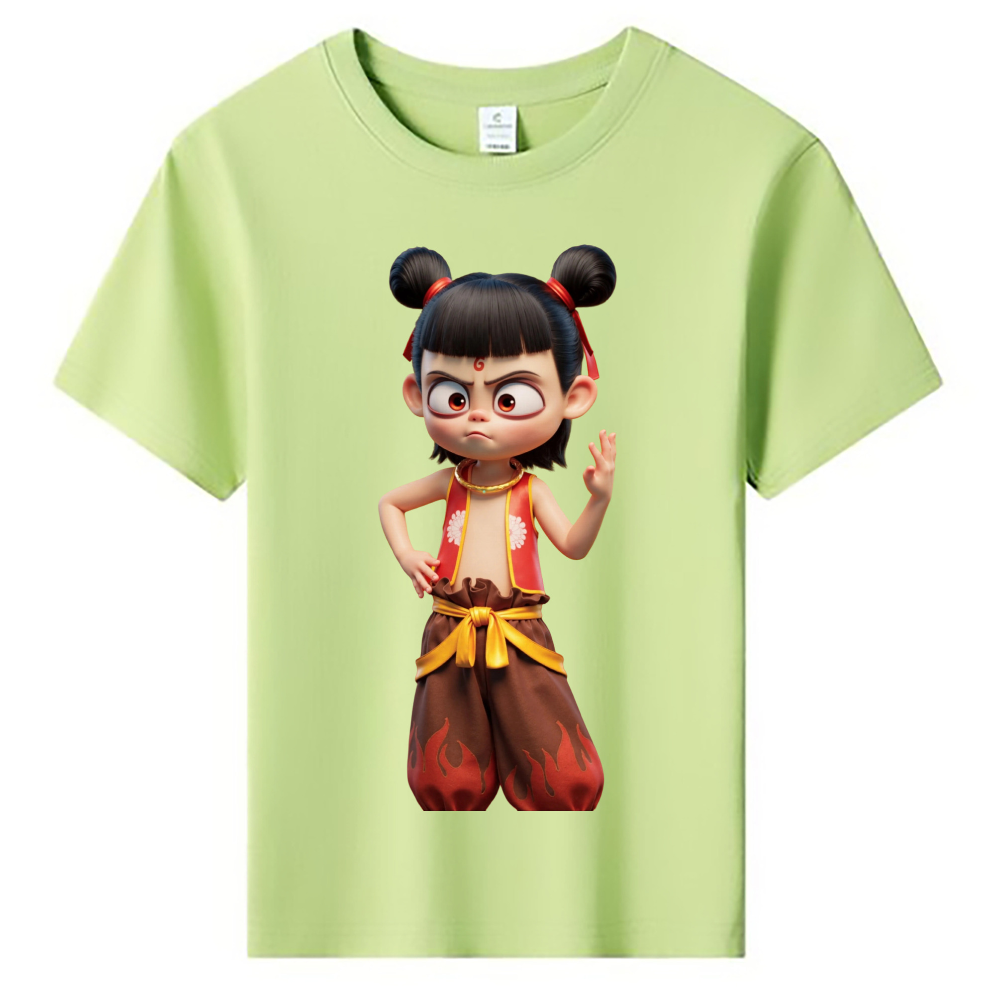 （画像用） Ne Zha 2 ナタ 魔童の大暴れ 綿100％キッズTシャツ（フロントプリント）
